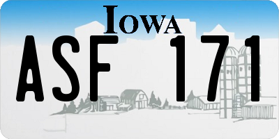 IA license plate ASF171