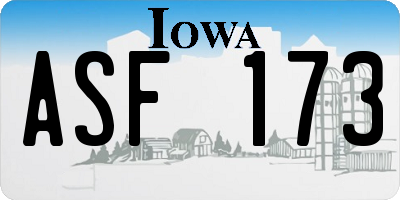 IA license plate ASF173