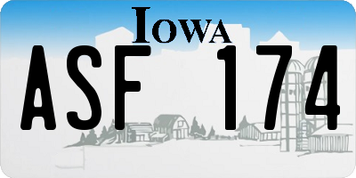 IA license plate ASF174