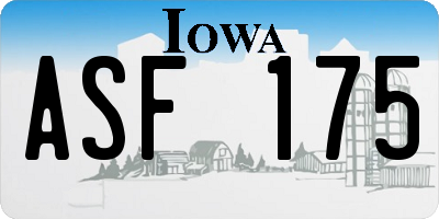 IA license plate ASF175