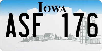 IA license plate ASF176