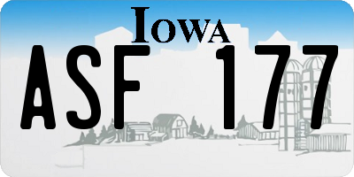 IA license plate ASF177