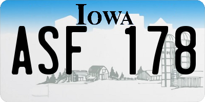 IA license plate ASF178