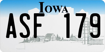 IA license plate ASF179