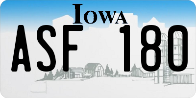 IA license plate ASF180