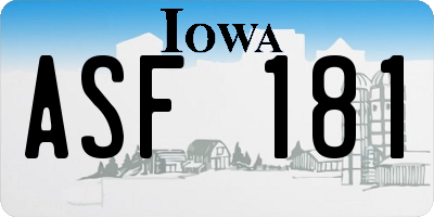 IA license plate ASF181