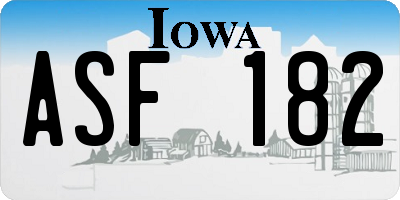 IA license plate ASF182