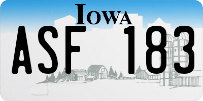 IA license plate ASF183