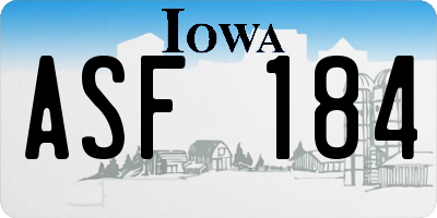 IA license plate ASF184