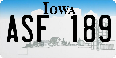 IA license plate ASF189