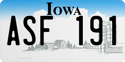 IA license plate ASF191