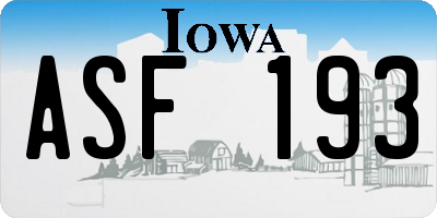 IA license plate ASF193