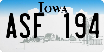 IA license plate ASF194