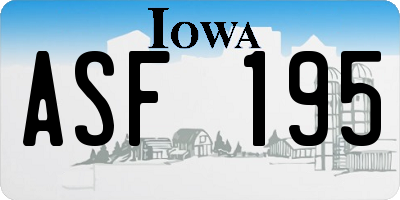 IA license plate ASF195