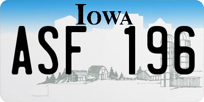 IA license plate ASF196