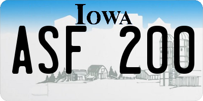 IA license plate ASF200