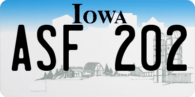 IA license plate ASF202
