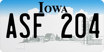 IA license plate ASF204