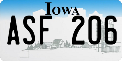 IA license plate ASF206