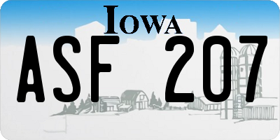 IA license plate ASF207