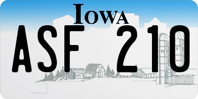 IA license plate ASF210