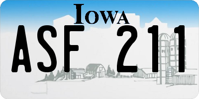 IA license plate ASF211