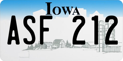IA license plate ASF212