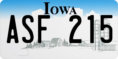 IA license plate ASF215