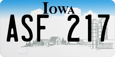 IA license plate ASF217