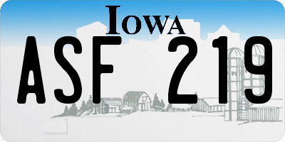 IA license plate ASF219