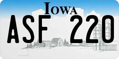 IA license plate ASF220