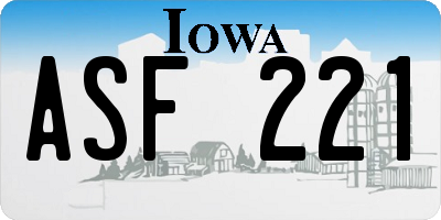 IA license plate ASF221