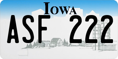 IA license plate ASF222