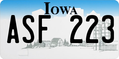 IA license plate ASF223