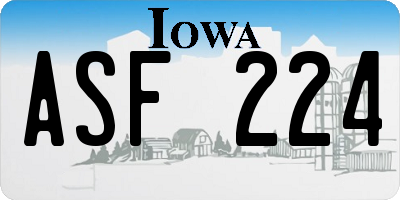 IA license plate ASF224