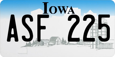 IA license plate ASF225