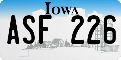 IA license plate ASF226