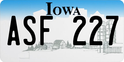 IA license plate ASF227