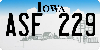 IA license plate ASF229