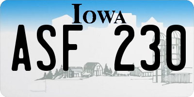 IA license plate ASF230