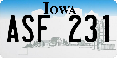 IA license plate ASF231