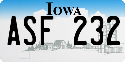 IA license plate ASF232