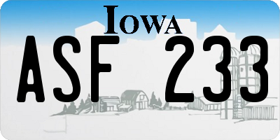 IA license plate ASF233