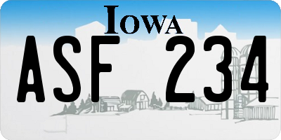 IA license plate ASF234