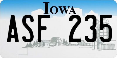 IA license plate ASF235