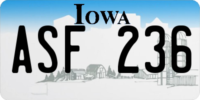 IA license plate ASF236