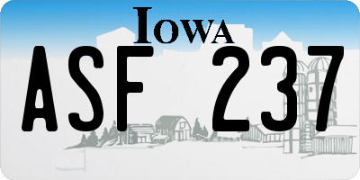 IA license plate ASF237