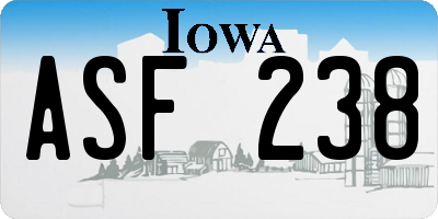 IA license plate ASF238