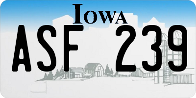 IA license plate ASF239