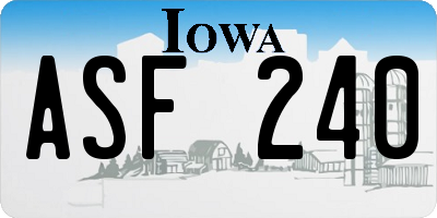 IA license plate ASF240